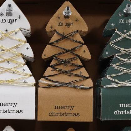 LED String Lights on Tree-Shaped Display Card