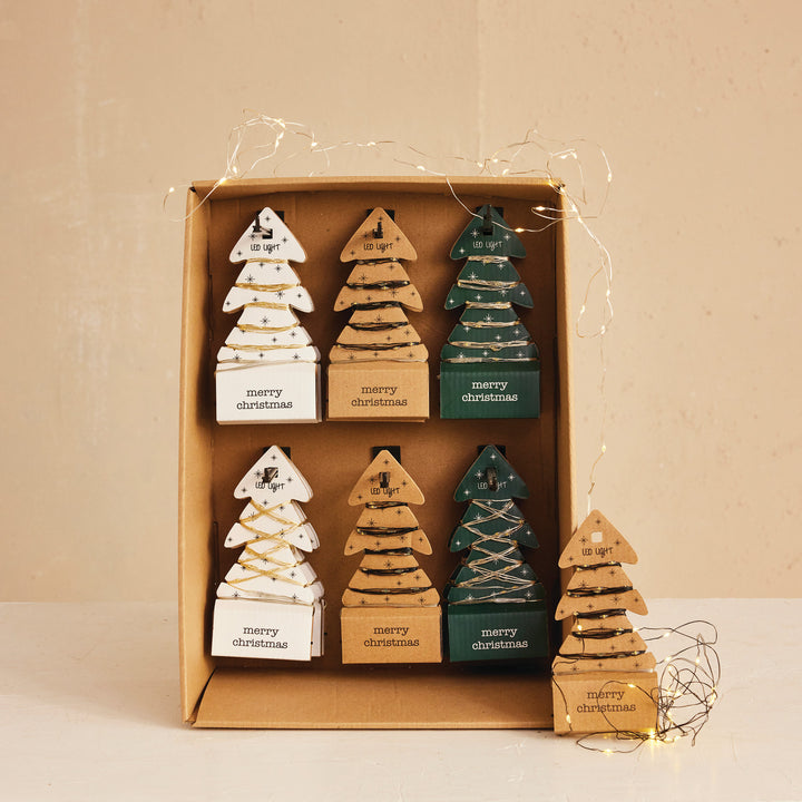LED String Lights on Tree-Shaped Display Card