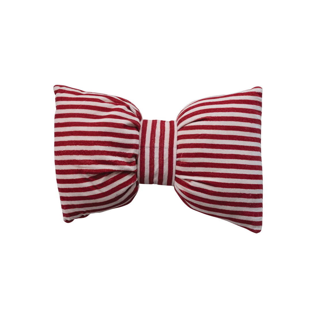 Red &amp; Cream Striped Bow Pillow