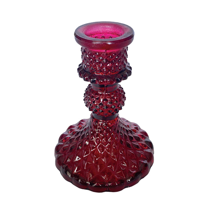 Ruby Red Recycled Glass Taper Candle Holder
