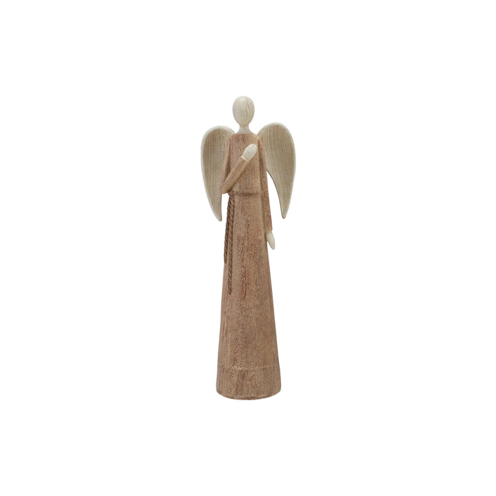 Wood Finish Resin Angel Figurine