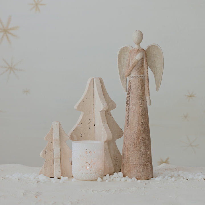 Wood Finish Resin Angel Figurine