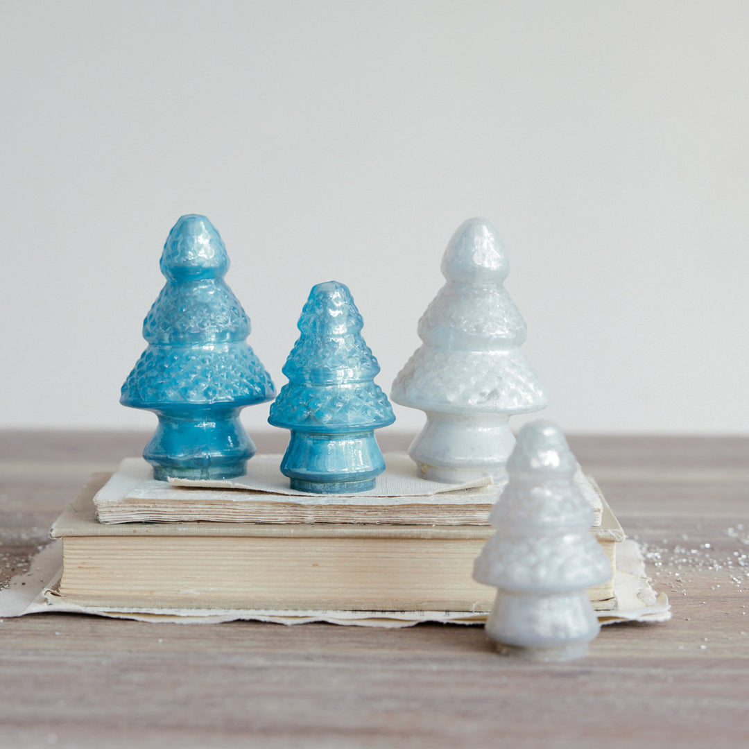 White Embossed Mercury Glass Tree