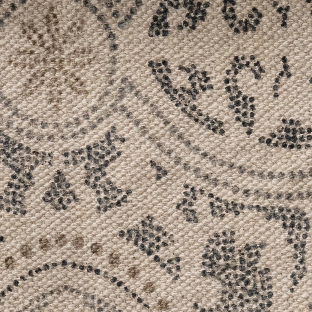 Table Runner w/ Fringe, Grey + Cream, 72" x 14"
