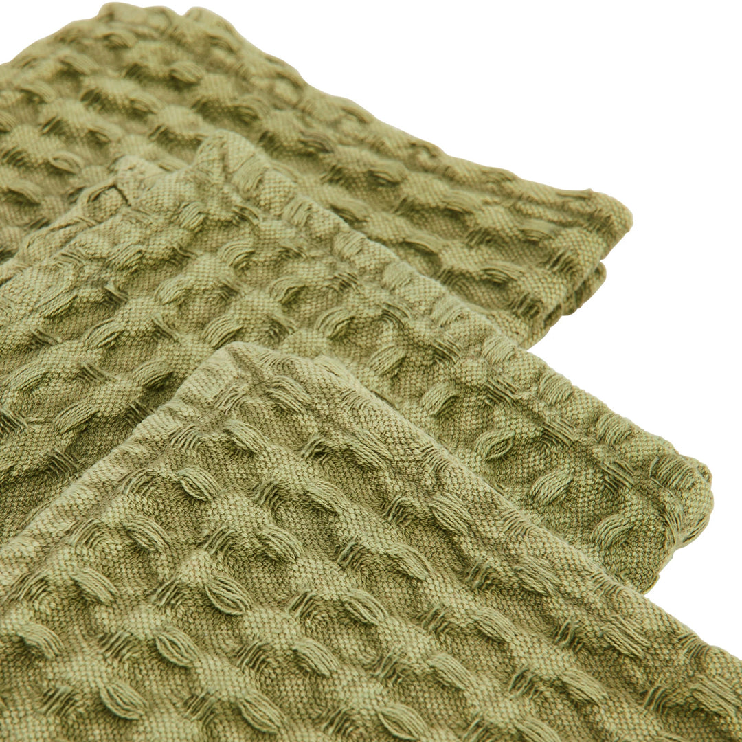 Green Stonewashed Waffle Weave Towels
