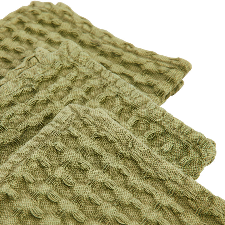 Green Stonewashed Waffle Weave Towels