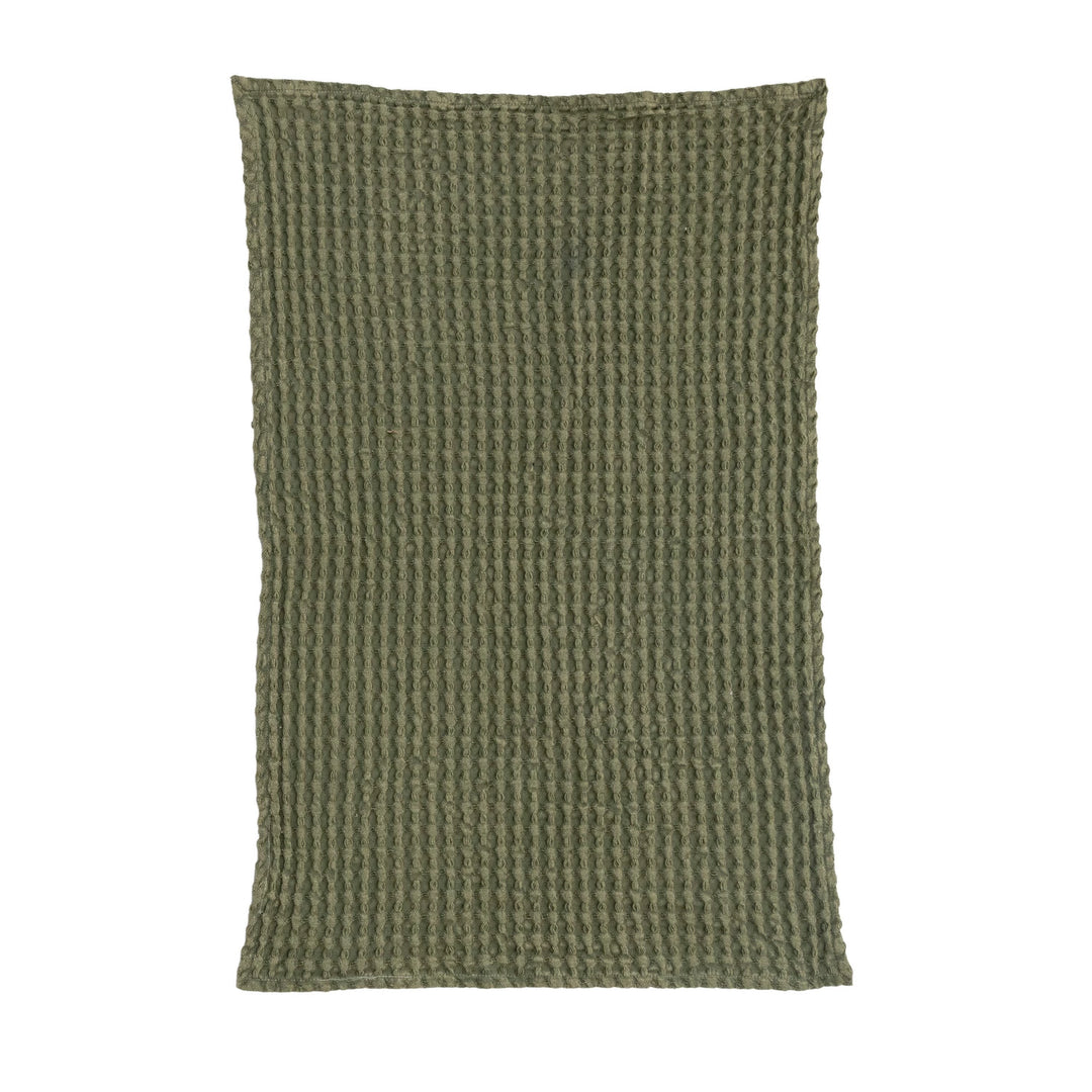 Green Stonewashed Waffle Weave Towels