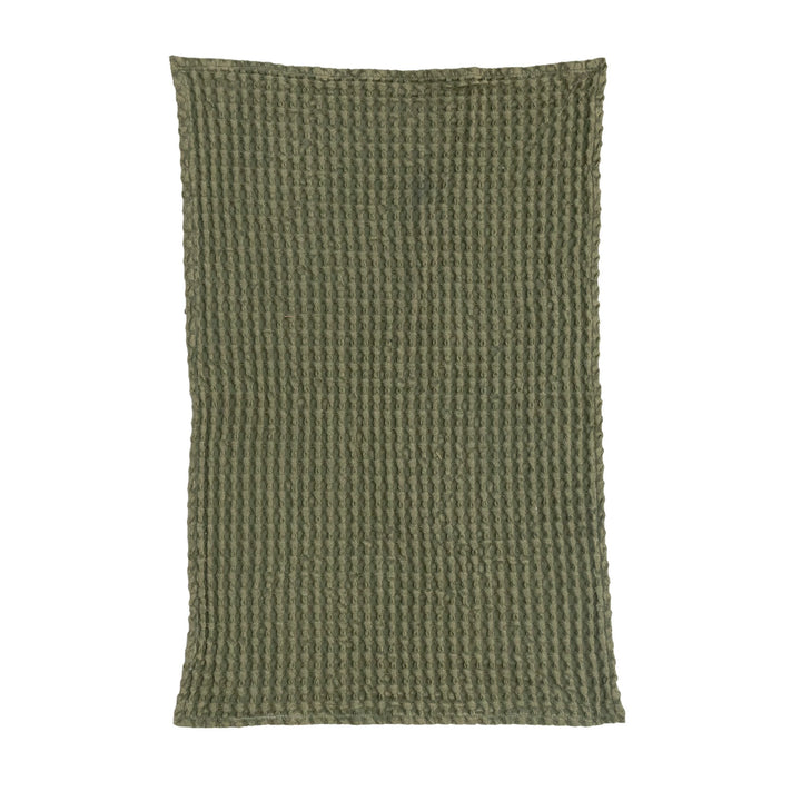 Green Stonewashed Waffle Weave Towels