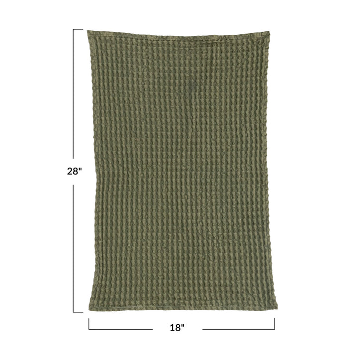 Green Stonewashed Waffle Weave Towels