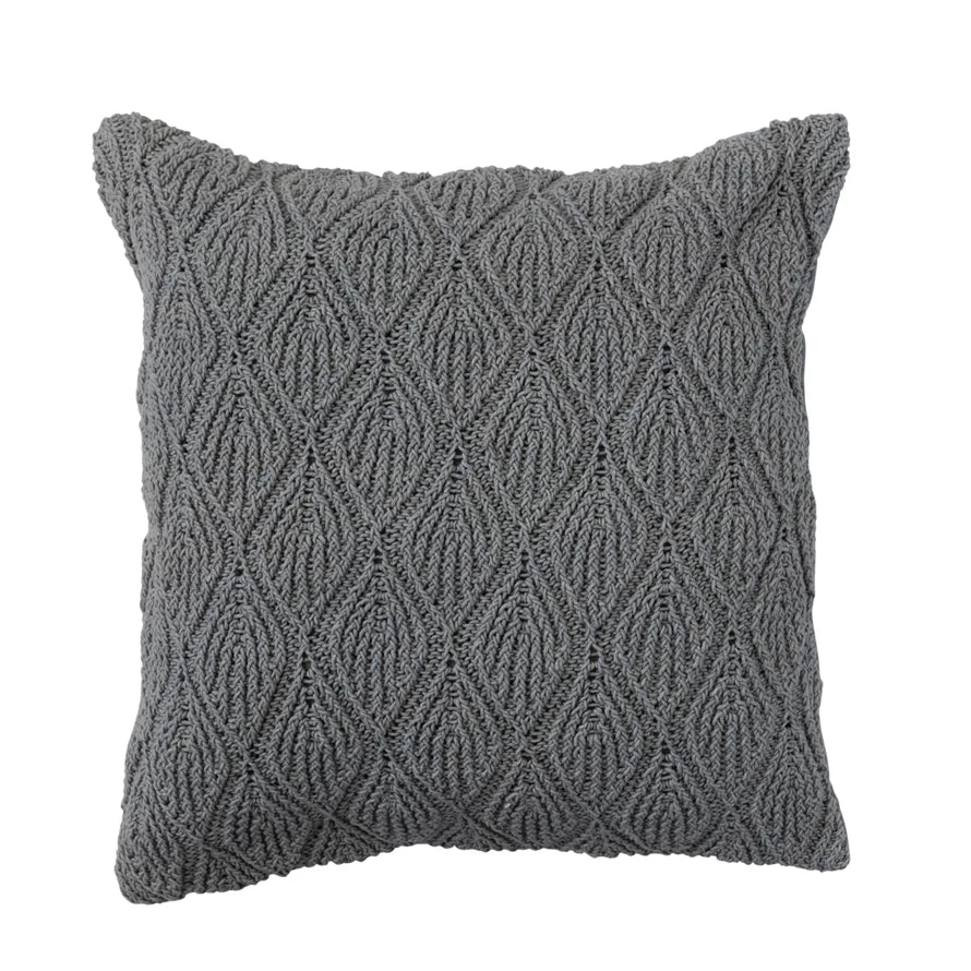 Woven Diamond Pattern Cotton Pillow, 18"