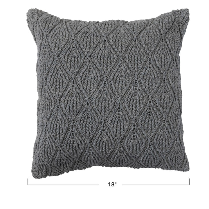 Woven Diamond Pattern Cotton Pillow, 18"