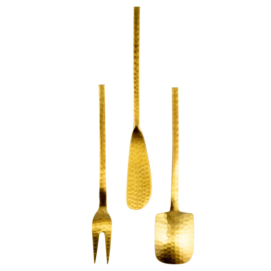 Gold Hammered Stainless Appetizer Utensil Set