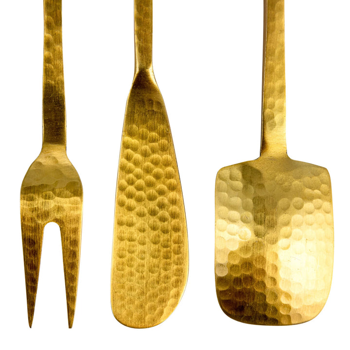 Gold Hammered Stainless Appetizer Utensil Set