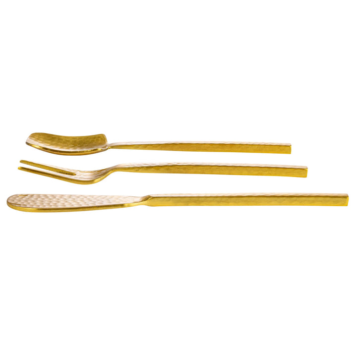 Gold Hammered Stainless Appetizer Utensil Set