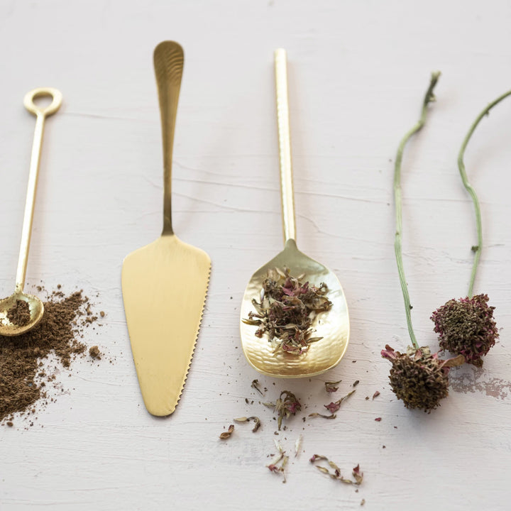 Hammered Stainless Steel Serving Spoon, Gold