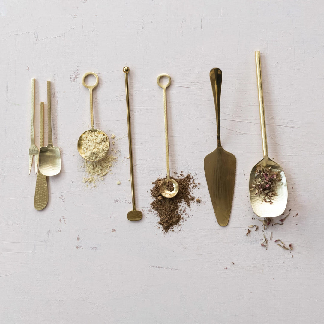 Hammered Stainless Steel Serving Spoon, Gold