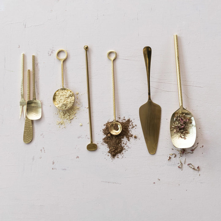 Hammered Stainless Steel Serving Spoon, Gold
