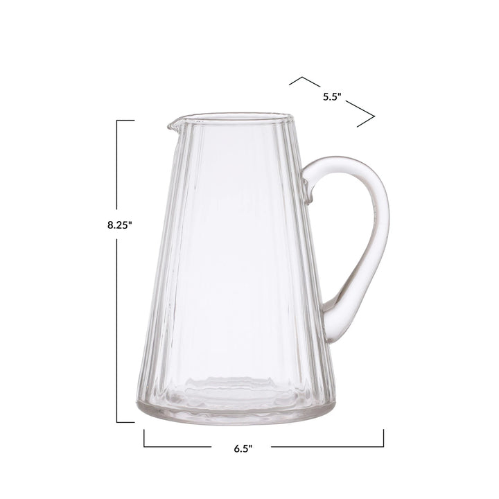 60 oz, Fluted Glass Pitcher