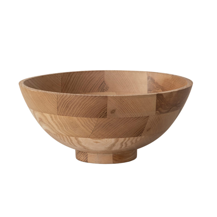 Natural End Grain Footed Wood Serving Bowl