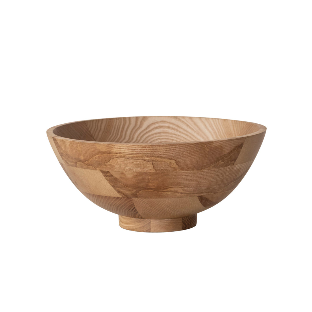 Natural End Grain Footed Wood Serving Bowl