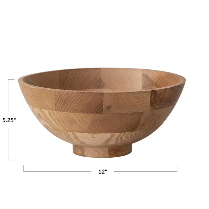 Natural End Grain Footed Wood Serving Bowl