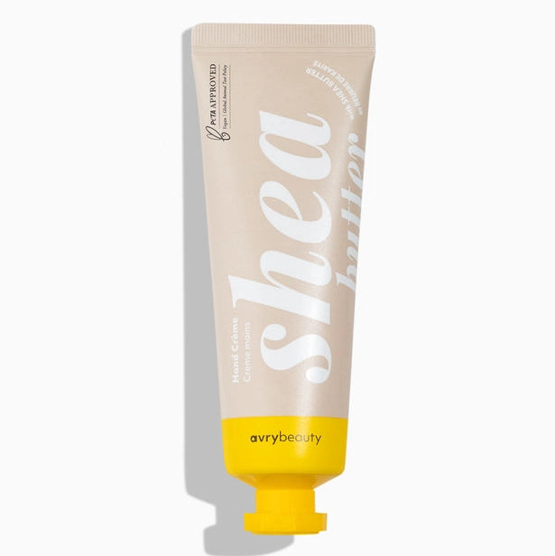 Tube of shea butter with yellow base on a white background