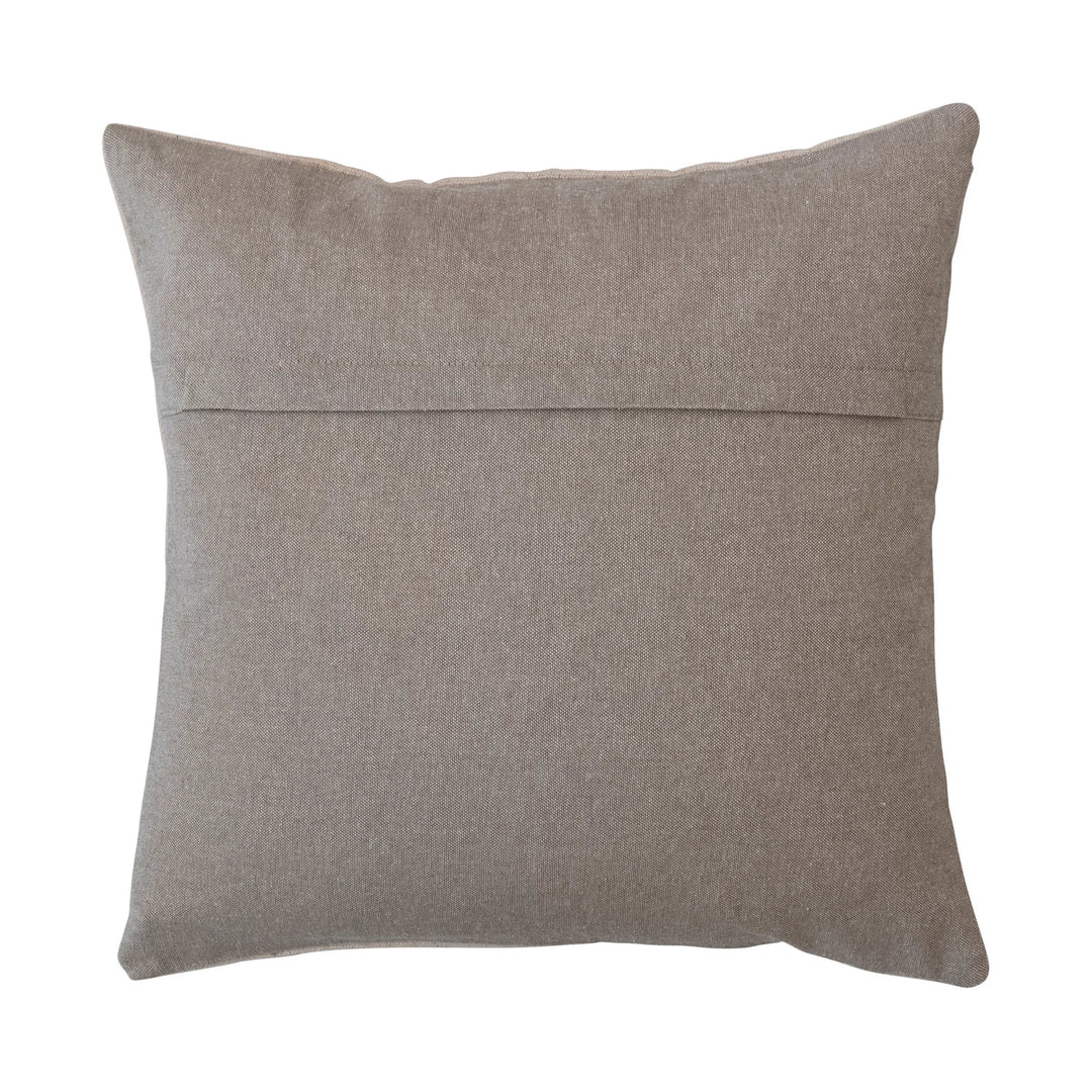 Square Tufted Pillow with Pumpkin &amp; Chambray, 18"