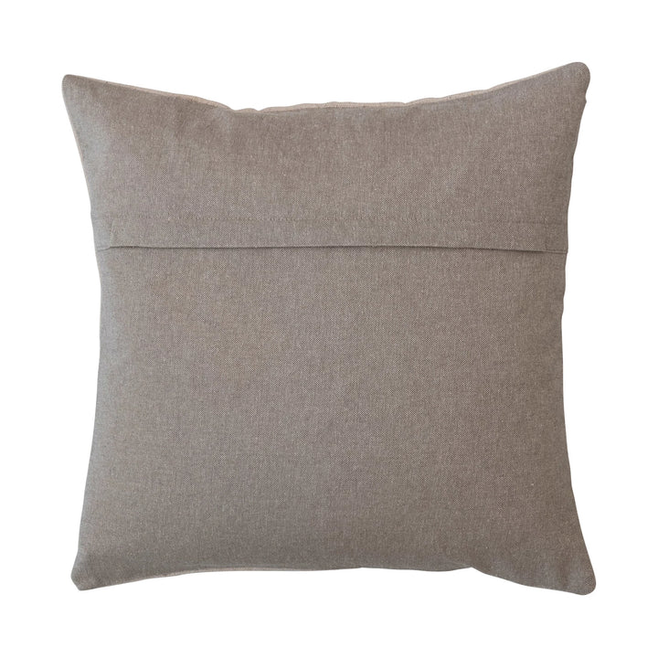 Square Tufted Pillow with Pumpkin &amp; Chambray, 18"