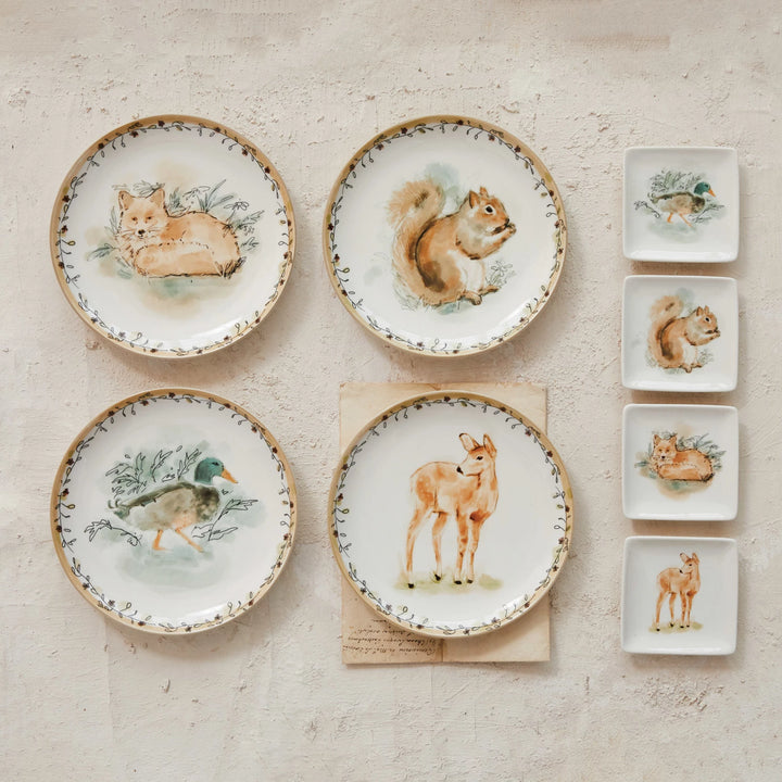 Watercolor Animal Stoneware Dish, 4" x 4"