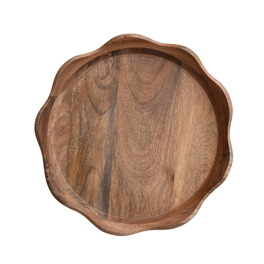 Scalloped Mango Wood Serving Tray
