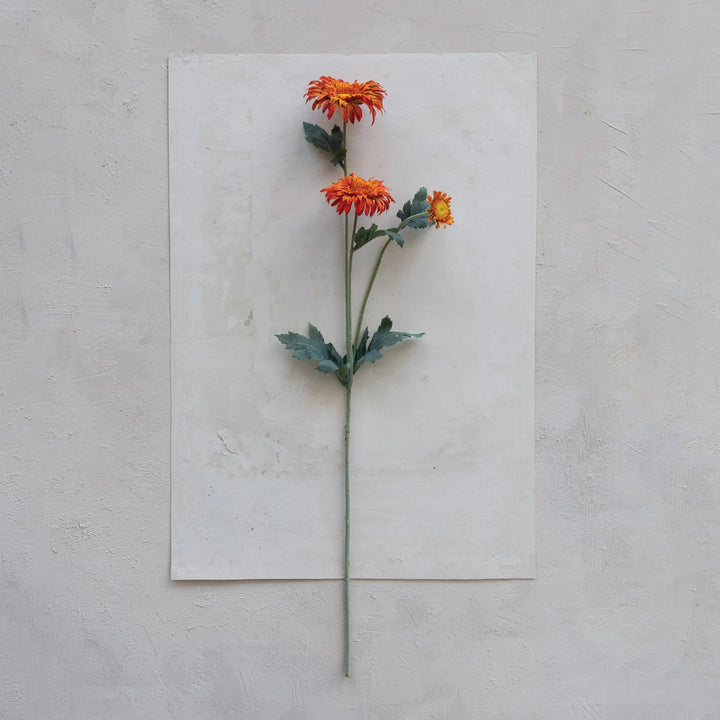 Orange Faux Gerbera Daisy Stem