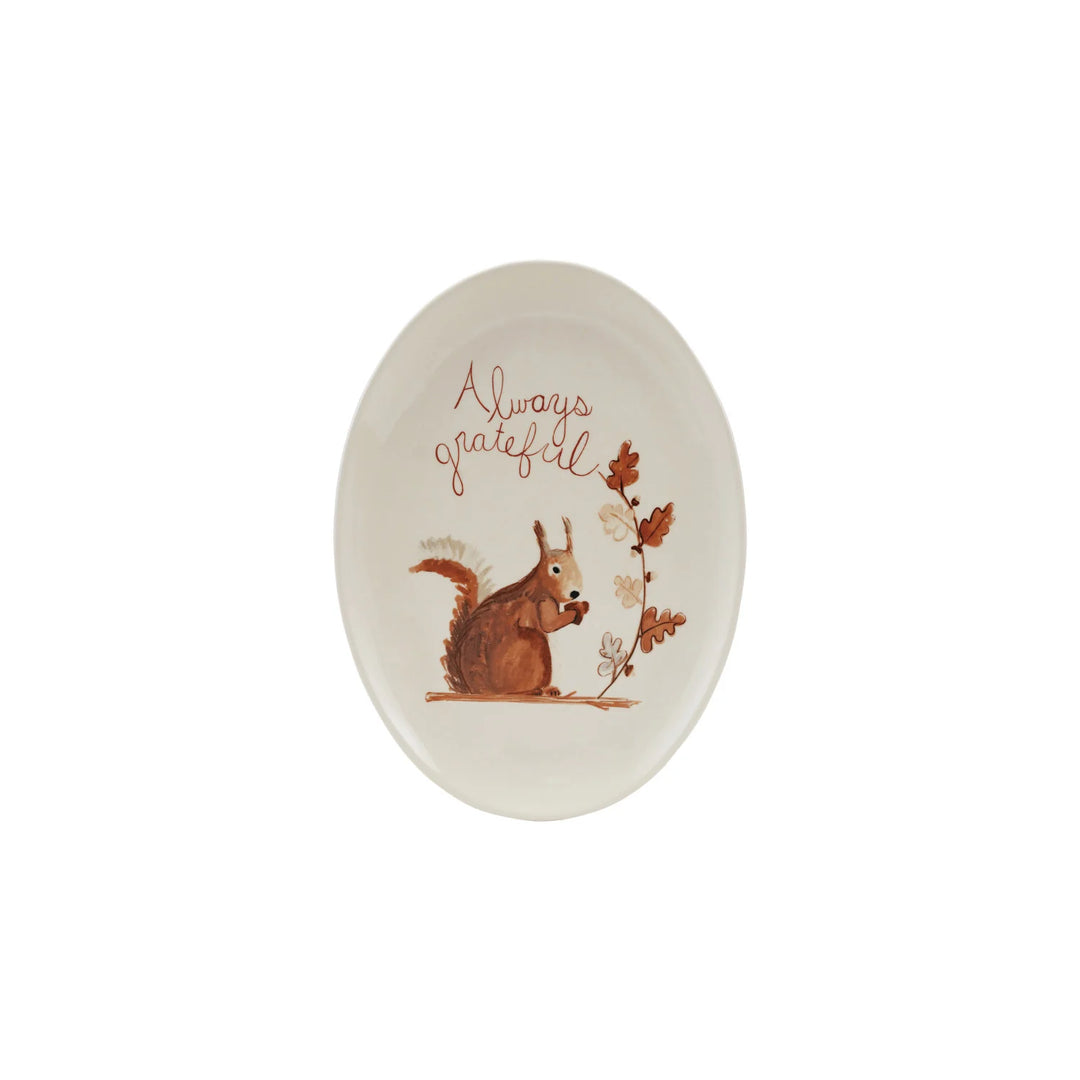 Always Grateful Squirrel Stoneware Platter