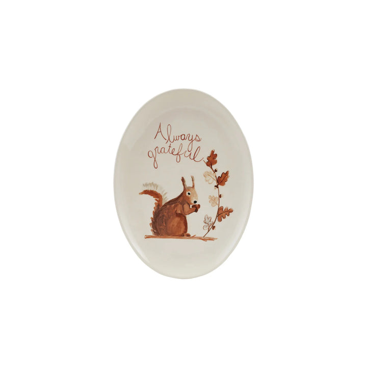 Always Grateful Squirrel Stoneware Platter
