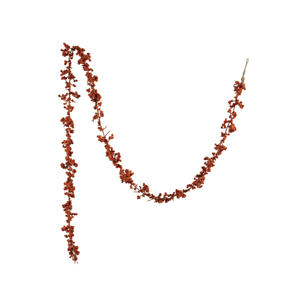 Autumn Orange Flocked Berry Garland, 72"