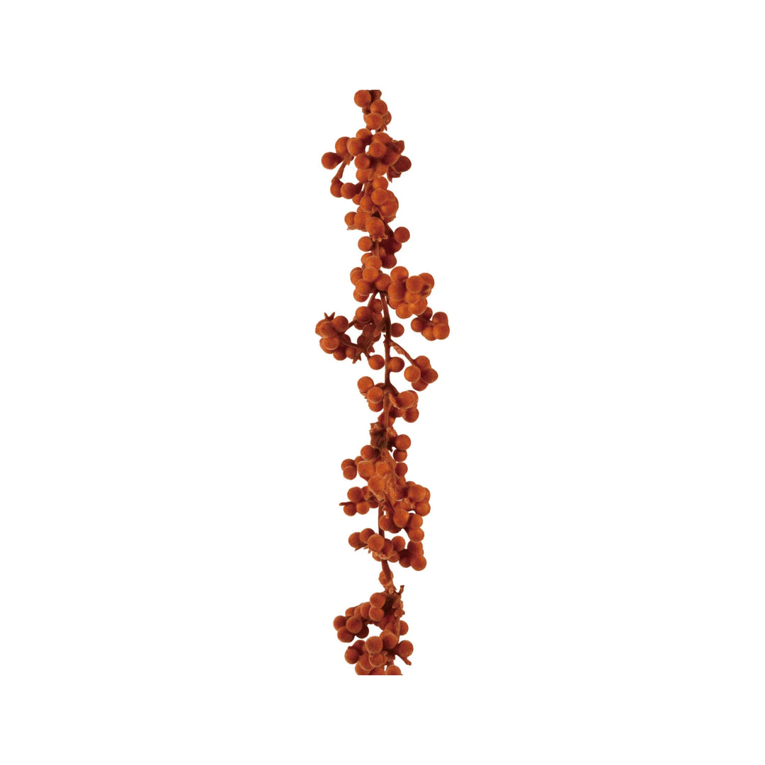 Autumn Orange Flocked Berry Garland, 72"