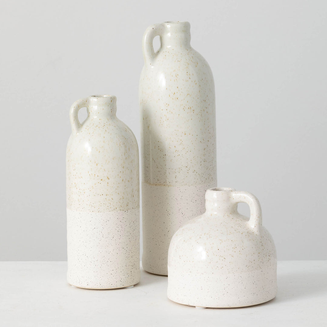 Ceramic Jug Vase, Speckled White