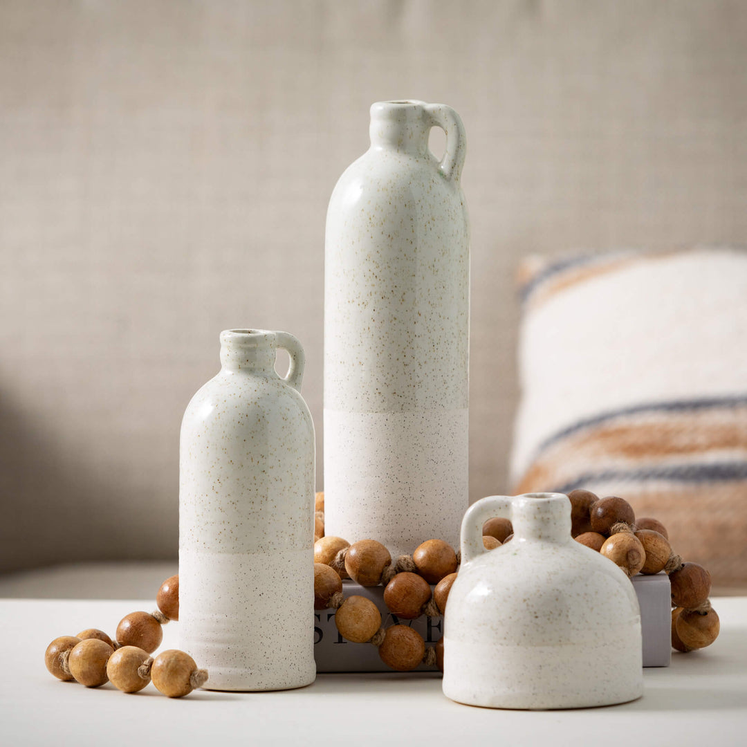 Ceramic Jug Vase, Speckled White