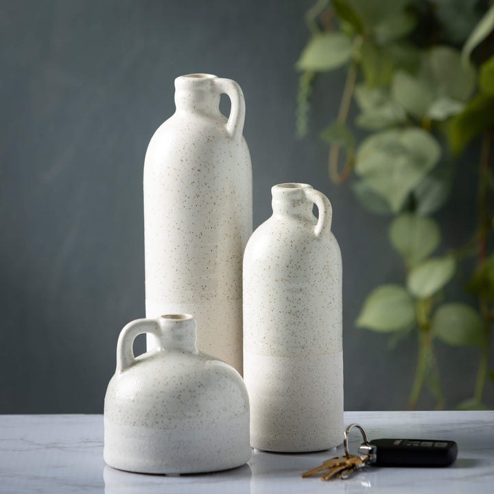Ceramic Jug Vase, Speckled White
