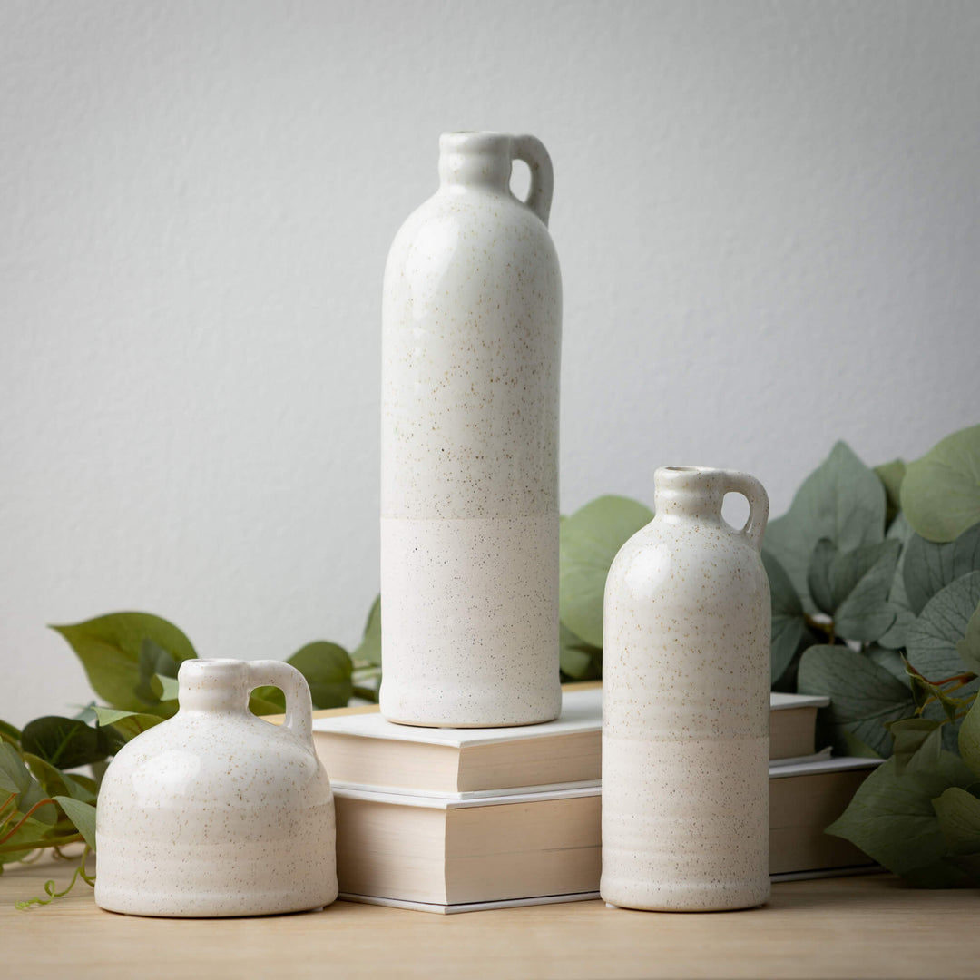 Ceramic Jug Vase, Speckled White