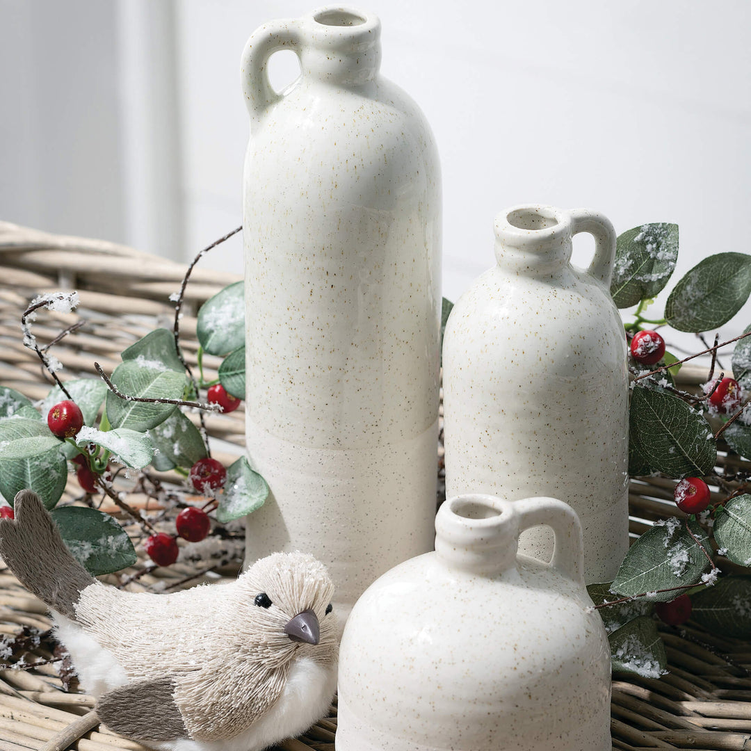Ceramic Jug Vase, Speckled White