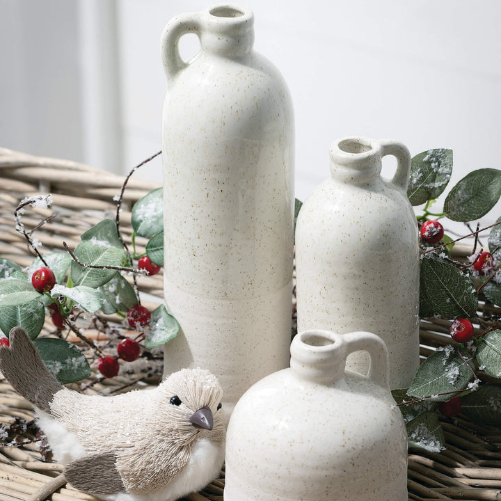 Ceramic Jug Vase, Speckled White
