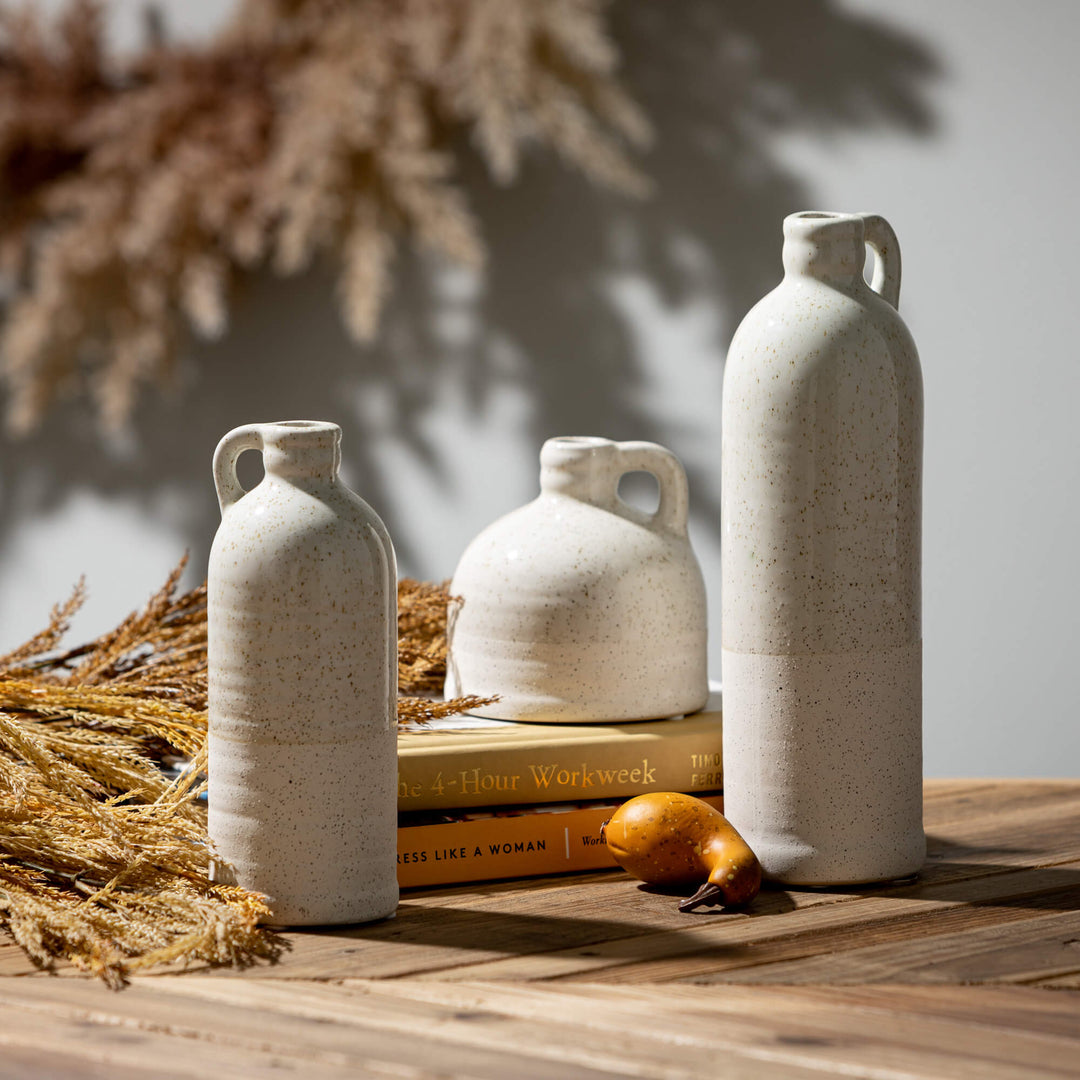 Ceramic Jug Vase, Speckled White
