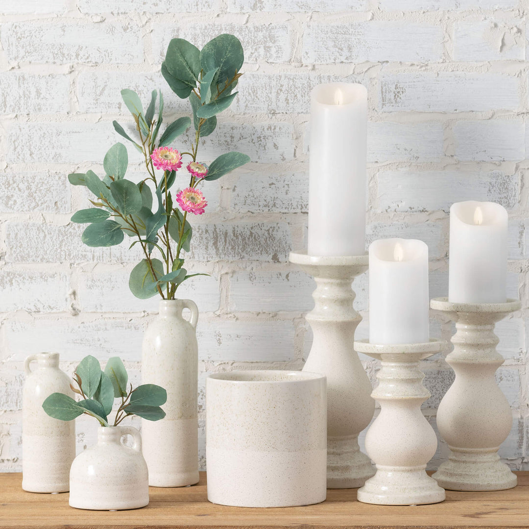 Ceramic Jug Vase, Speckled White