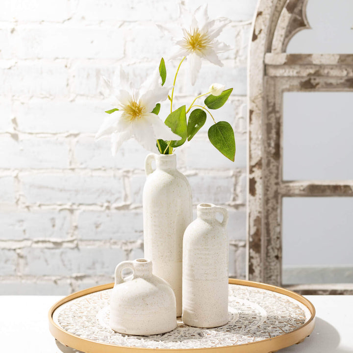 Ceramic Jug Vase, Speckled White