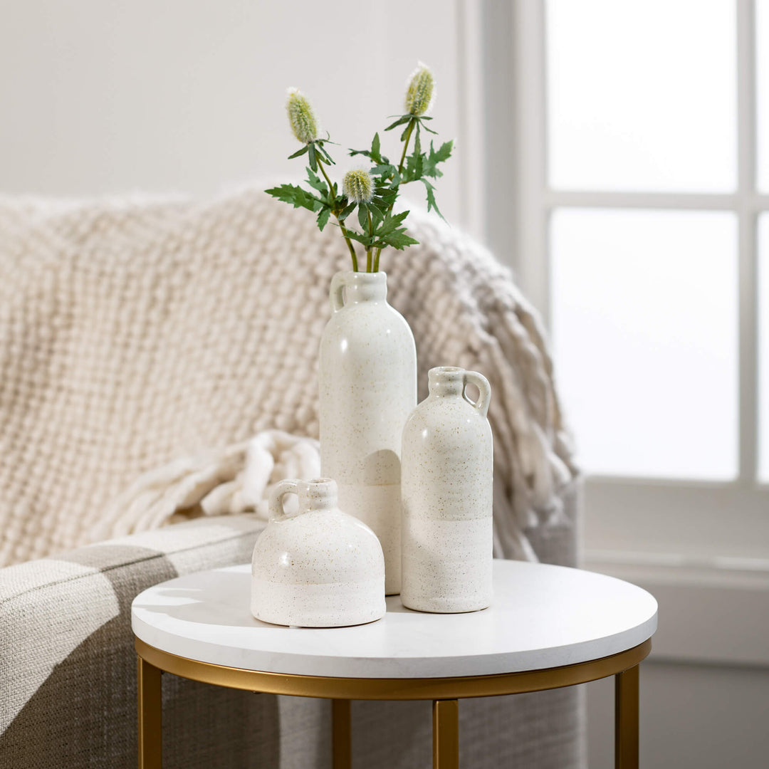 Ceramic Jug Vase, Speckled White