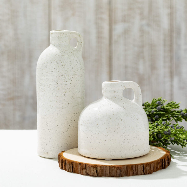 Ceramic Jug Vase, Speckled White