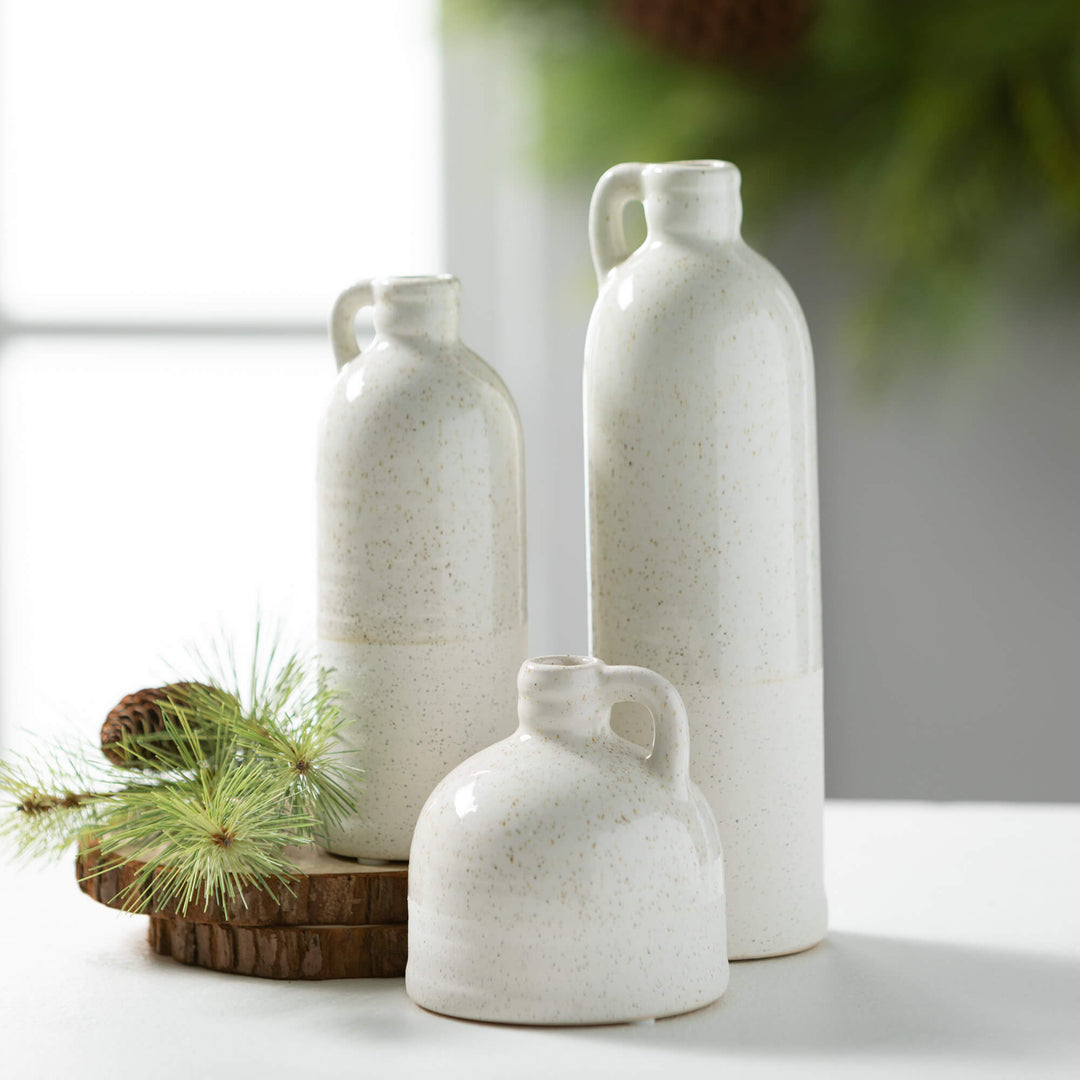 Ceramic Jug Vase, Speckled White