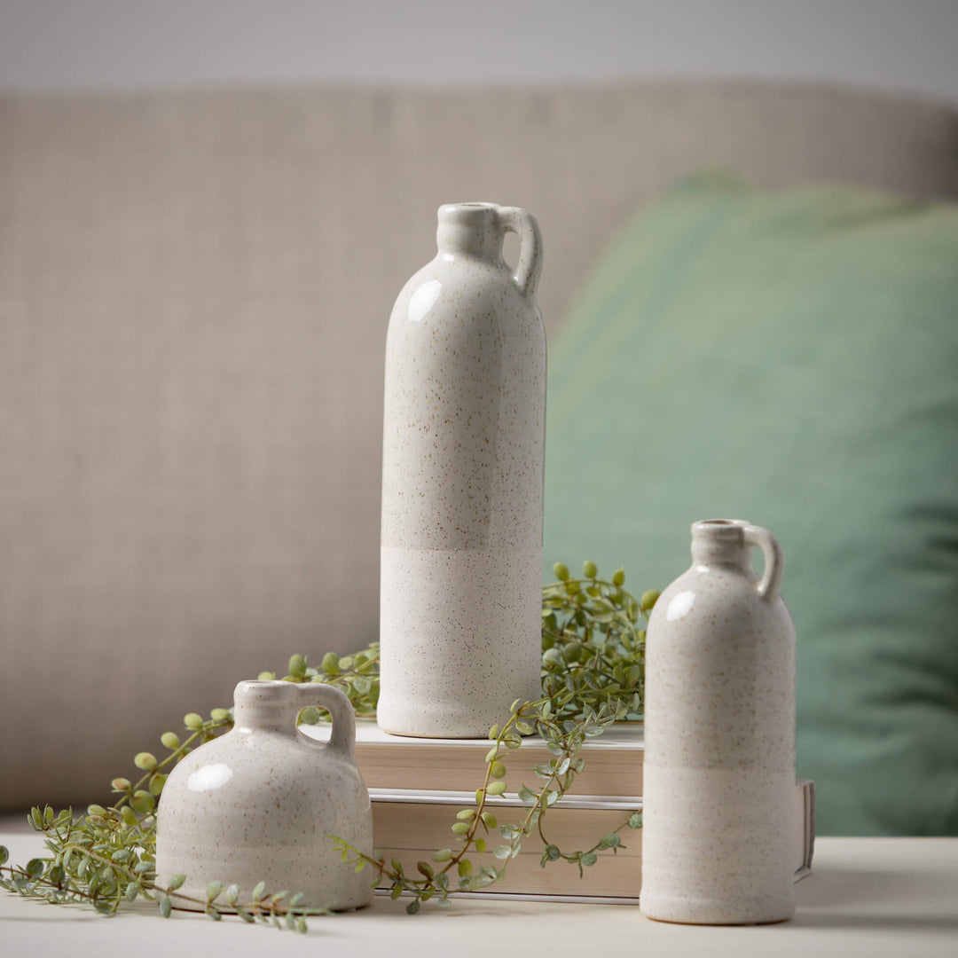 Ceramic Jug Vase, Speckled White