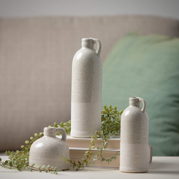 Ceramic Jug Vase, Speckled White