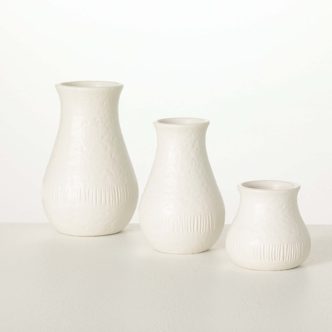 Chiffon Stone Ceramic Vase, Ivory